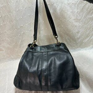 American Leather Co Black Leather Shoulder Handbag